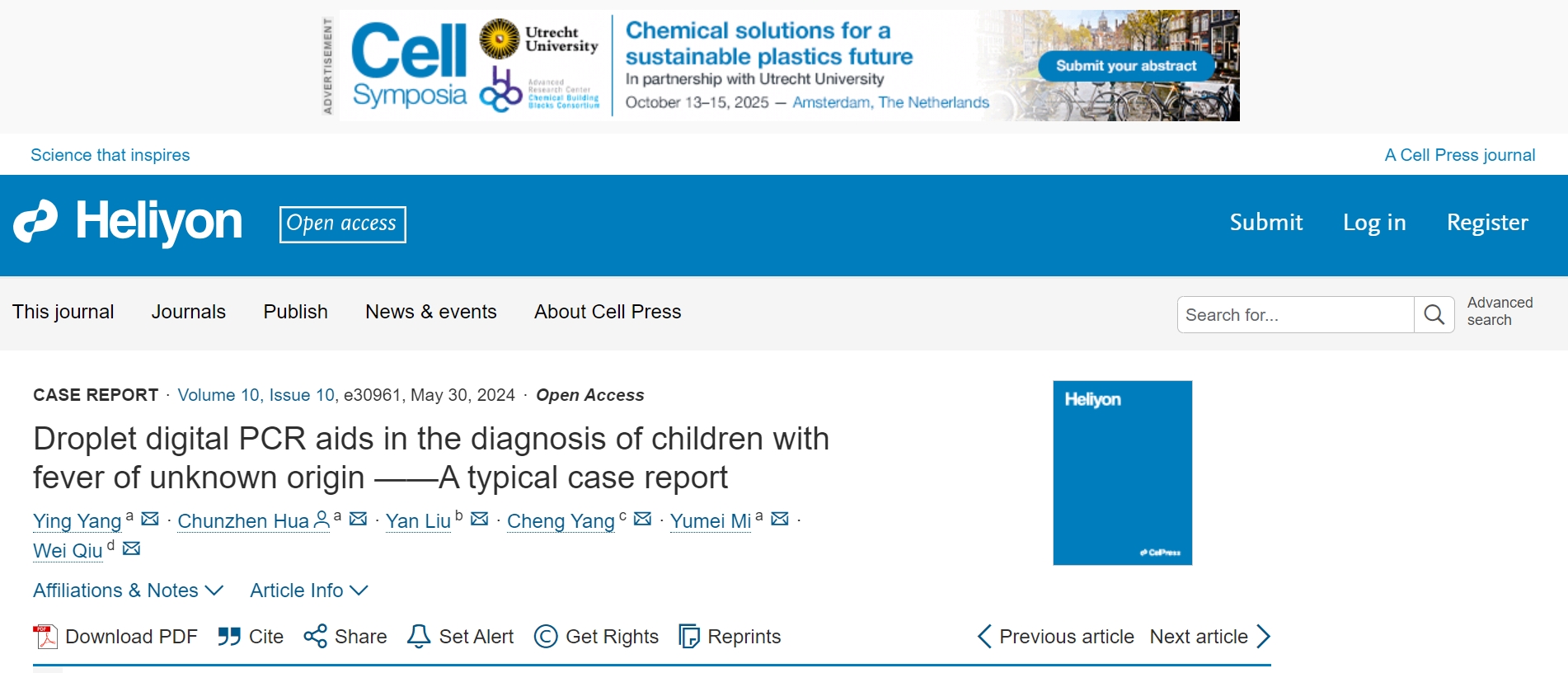 Droplet digital PCR aids in the diagnosis of children with fever of unknown origin ——A typical case 