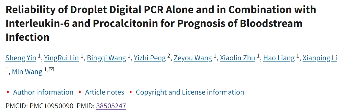 Reliability of Droplet Digital PCR Alone and in Combination with Interleukin-6 and Procalcitonin ...